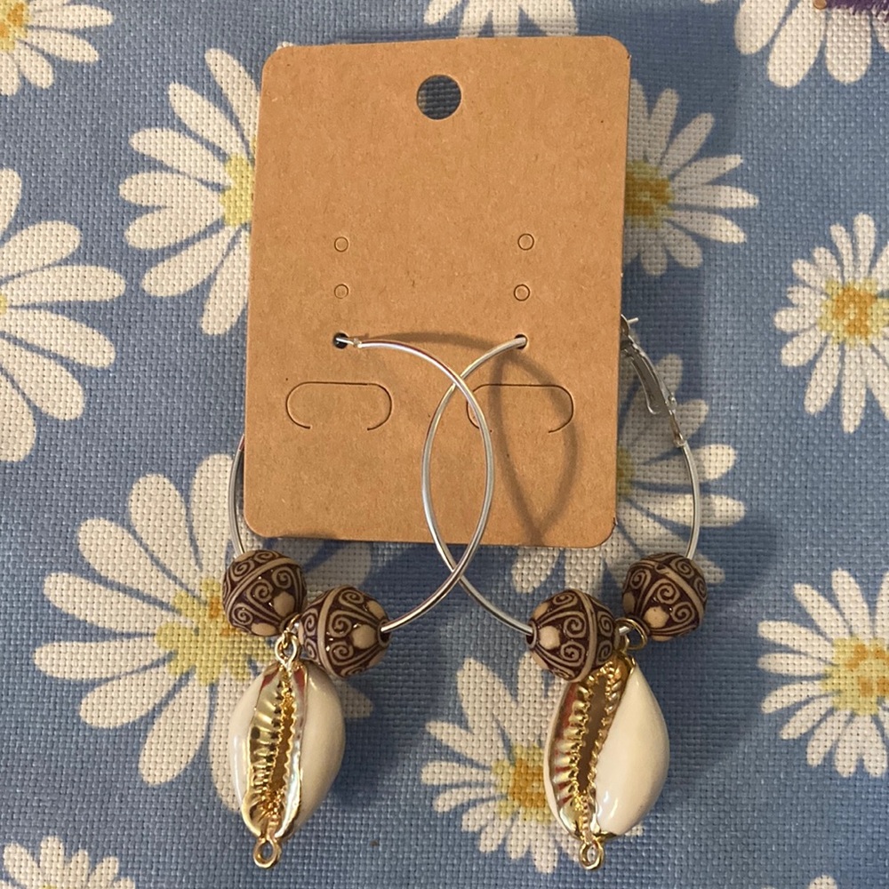 Handmade Seashell Hoop Earrings